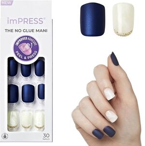 imPRESS Navy and White Press-On Nails